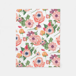 Manta Polar Flores Y Cables