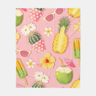 Manta Polar Flores y frutos exóticos vintage sin fisuras