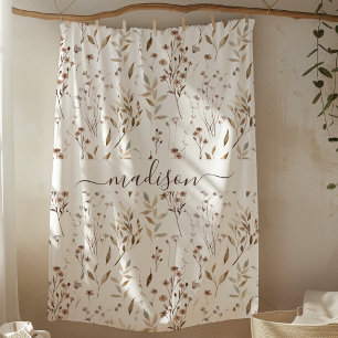 Manta Polar Flores y Hojas Secas Marrón de Invierno Monogramad