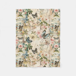 Manta Polar Flores y mariposas múltiples de vintage