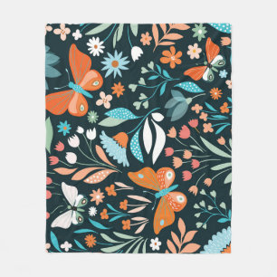 Manta Polar Flores y mariposas, patatas sin costura decorativa