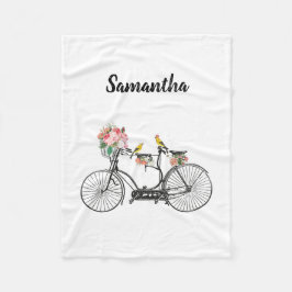 Manta Polar Flores y pájaros de bicis románticas