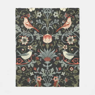 Manta Polar Flores y pájaros vintage oscuros y encantados 