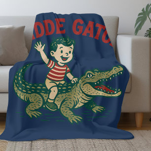 Manta Polar Florida Antiguo Kitsch Ridde Gator Caqui Azul