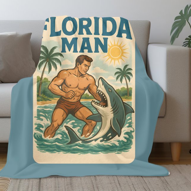 Manta Polar Florida Man Shark Wrestler Funny Retro Beach Life (Subido por el creador)