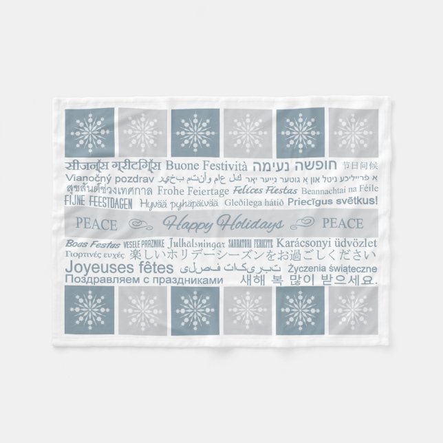 Manta Polar Flota multilingüe "Happy Holidays" (Frente (Horizontal))