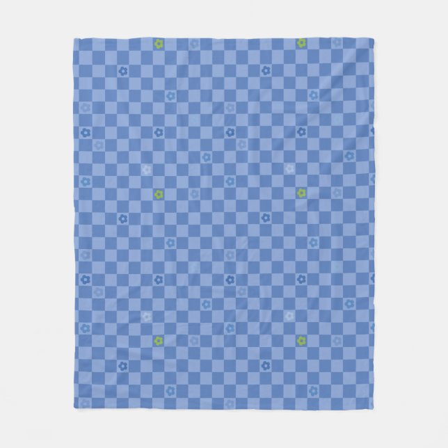 Manta Polar Flower Checkered Pattern No. 01 - Light Blue (Anverso)