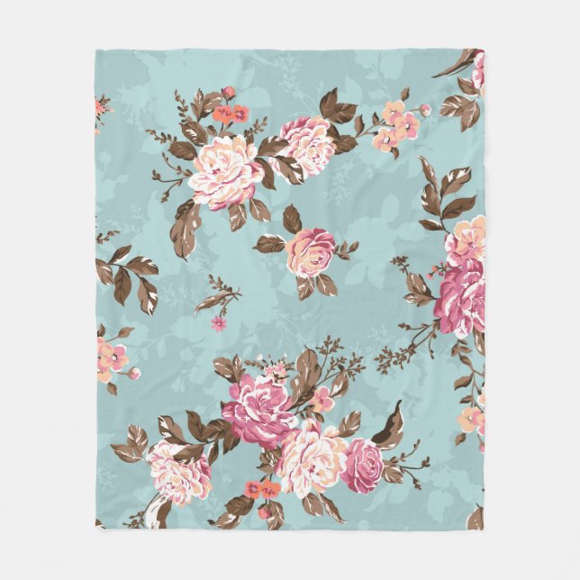 Manta Polar flower pattern design textile illustrationart,back (Anverso)