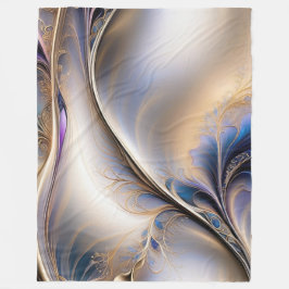 Manta Polar Flujo Dorado - Arte Fluido Abstracto Azul y Dorado