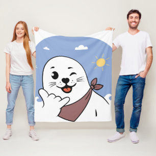 Manta Polar Foca guiñando con bandana haciendo el signo Shaka