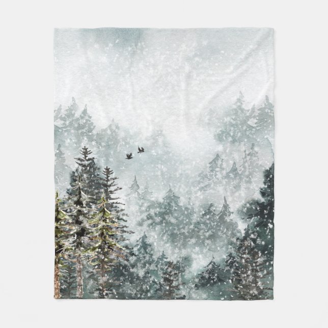 Manta Polar Foggy Mountain Snowy Winter Woodland Forest Ravens (Anverso)
