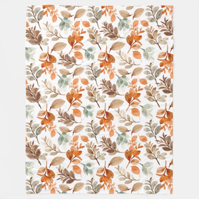 Manta Polar Foliage de caída de acuarela (Anverso)