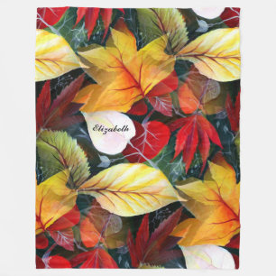 Manta Polar Foliage efímero otoñal en acuarela Vivid Bold