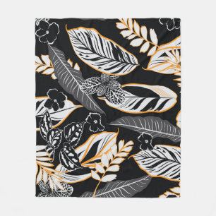 Manta Polar Foliage nocturno tropical: Patrón de cosecha oscur