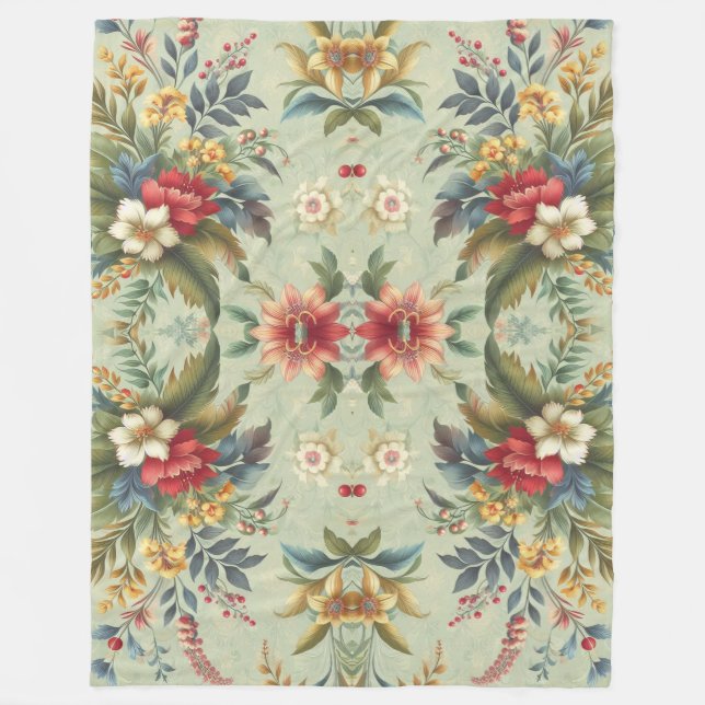 Manta Polar Foliage vintage de fondo verde claro (Anverso)