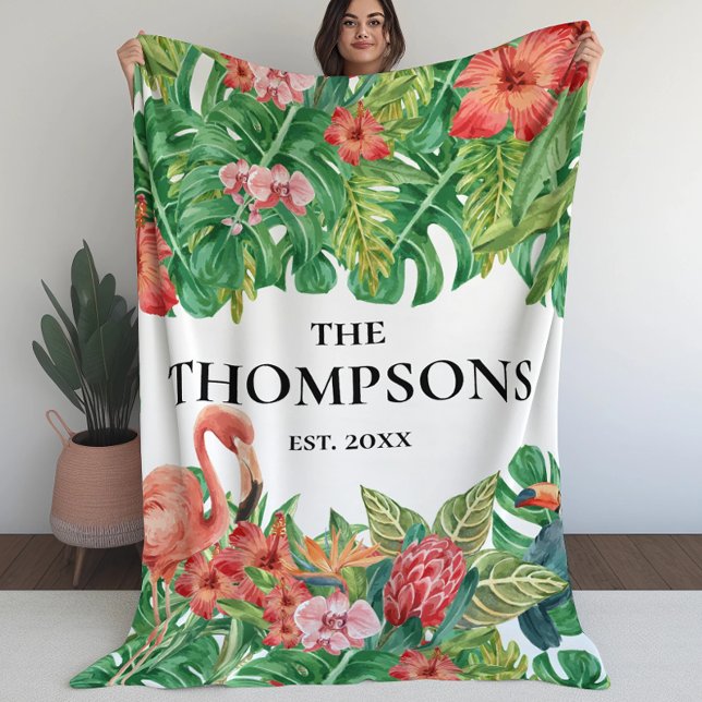 Manta Polar Follaje de vegetación tropical Familia de flamenco (Subido por el creador)