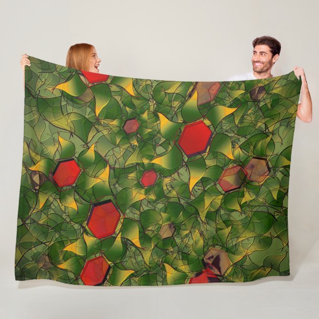 Manta Polar Follaje virtual amarillento tallado con hexágonos  (In situ)