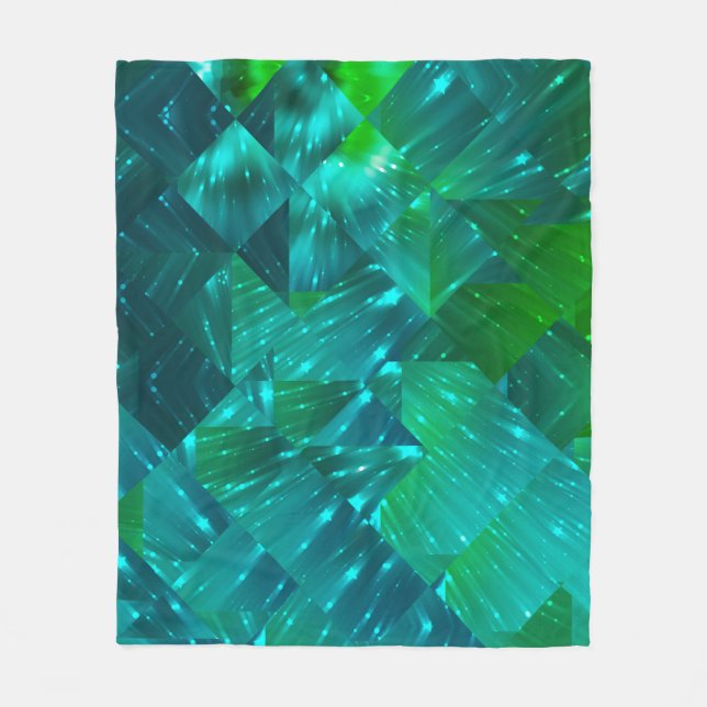 Manta Polar fondo abstracto. grupo de mosaicos azul y verde (Anverso)