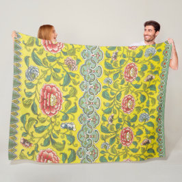 Manta Polar Fondo amarillo Owen Jones Peony