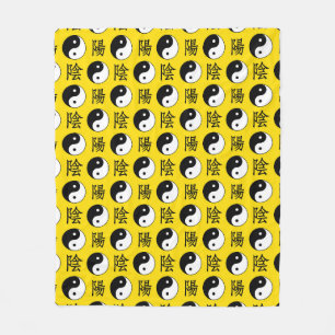 Manta Polar Fondo amarillo Patrón Yinyang chino