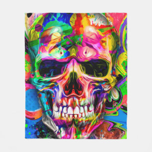 Manta Polar fondo colorido abstracto con el perfil del skullar