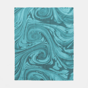 Manta Polar Fondo con arcos y curvas en tonos turquesa, 