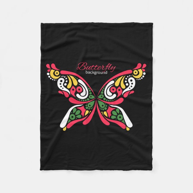 Manta Polar Fondo con hermosa mariposa. Ilustración del tatuaj (Anverso)