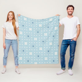 Manta Polar Fondo continuo floral y geométrico azul claro