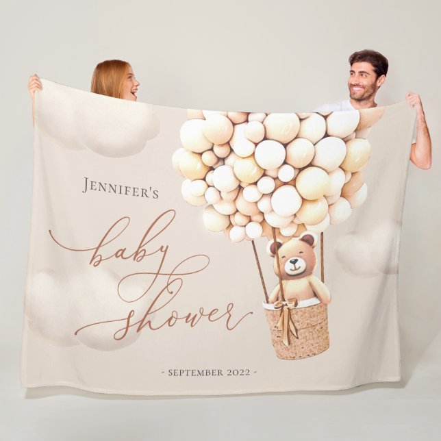 Manta Polar Fondo de ducha virtual neutra con globos de oso (In situ)