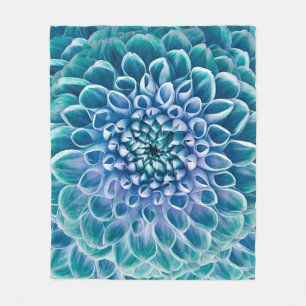 Manta Polar Fondo de la macro de la flor turquesa Dahlia