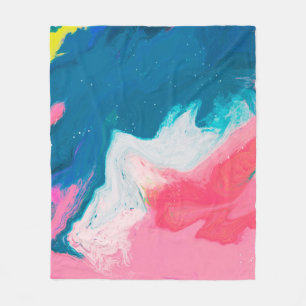 Manta Polar Fondo de pintura rosa y turquesa abstracto con 