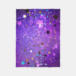 Manta Polar Fondo de Relieve metalizado púrpura con estrellas