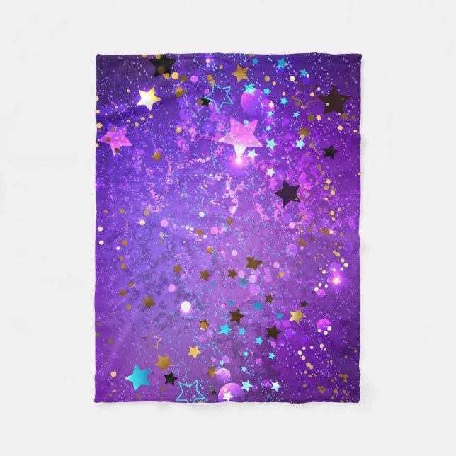 Manta Polar Fondo de Relieve metalizado púrpura con estrellas (Anverso)
