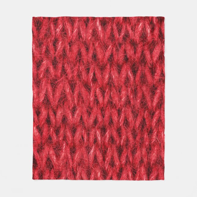 Manta Polar Fondo de textura de lana de punto rojo. (Anverso)