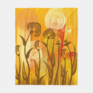 Manta Polar fondo floral naranja
