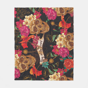 Manta Polar Fondo muerto del Día de las Flores de Calavera