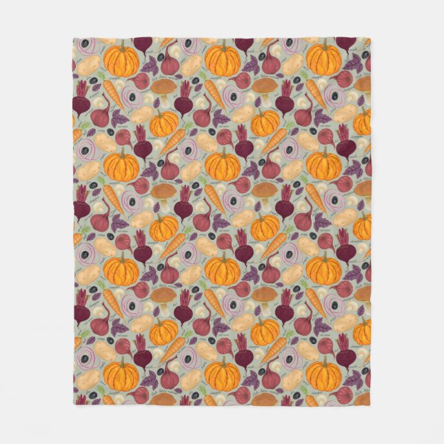 Manta Polar Fondo retro de verduras frescas (Anverso)