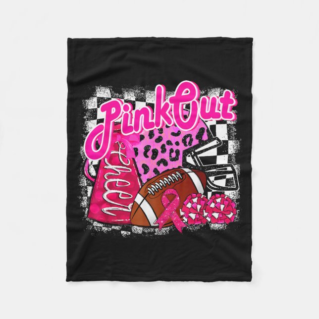Manta Polar Football Checkered Nk Out Breast Cancer Cheer Mom  (Anverso)