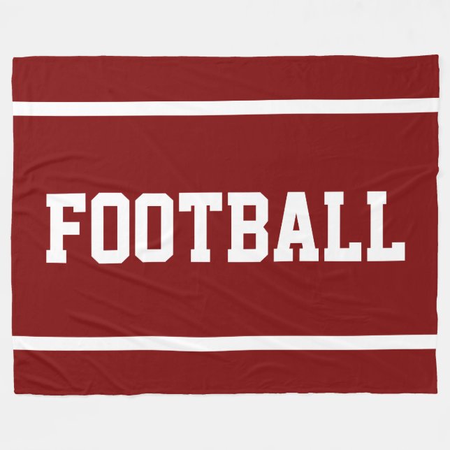 Manta Polar FOOTBALL Fun Deep Red Sporty White Text Stripes (Frente (Horizontal))