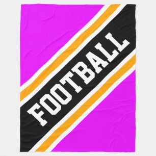 Manta Polar FOOTBALL Fun Diagonal rayas amarillas rosadas negr