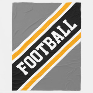Manta Polar FOOTBALL Fun Diagonal Rayos Gris Amarillo Negro