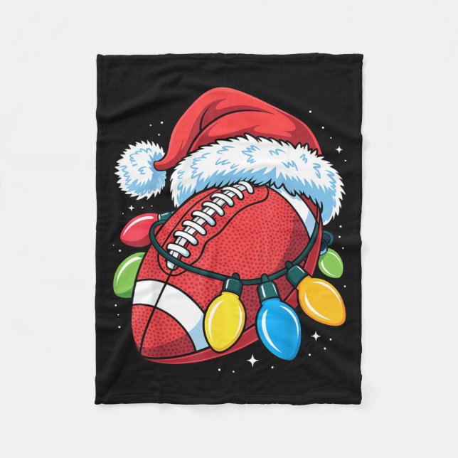 Manta Polar Football Santa Hat Christmas Lights Festive Touchd (Anverso)