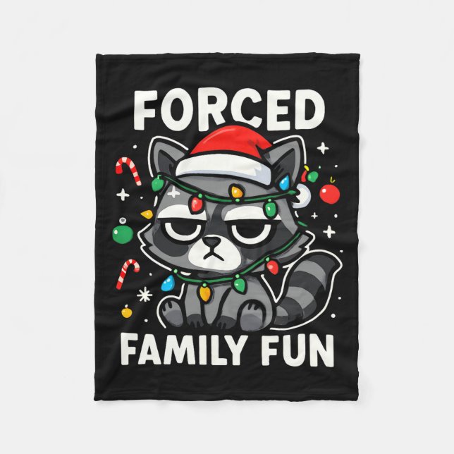 Manta Polar Forced Family Fun – Funny Sarcastic Raccoon Xmas C (Anverso)
