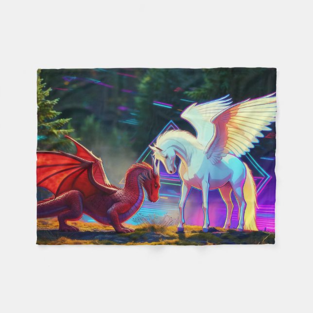 Manta Polar Forest Friends - Young Dragon and Young Pegasus (Frente (Horizontal))