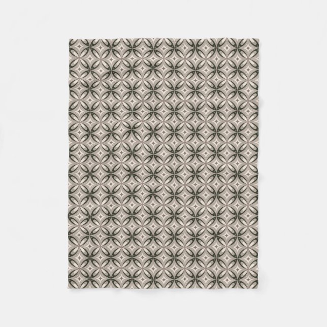 Manta Polar Formas circulares retro beige y marrón (Anverso)