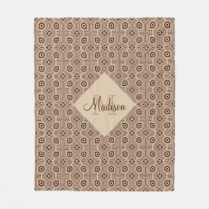 Manta Polar Formas Geométricas Beige Y Marrón