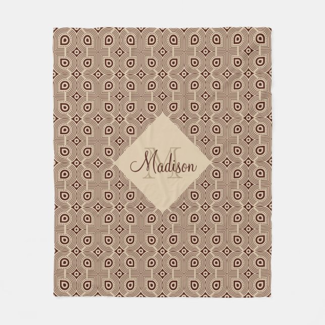 Manta Polar Formas Geométricas Beige Y Marrón (Anverso)