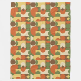 Manta Polar Formas geométricas retro naranja marrón verde amar