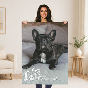 Manta Polar Foto de Amante de Perros TE QUIERO NOMBRE Huellas