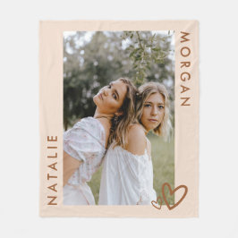 Manta Polar Foto de Amigas Personalizadas Beige Moderno